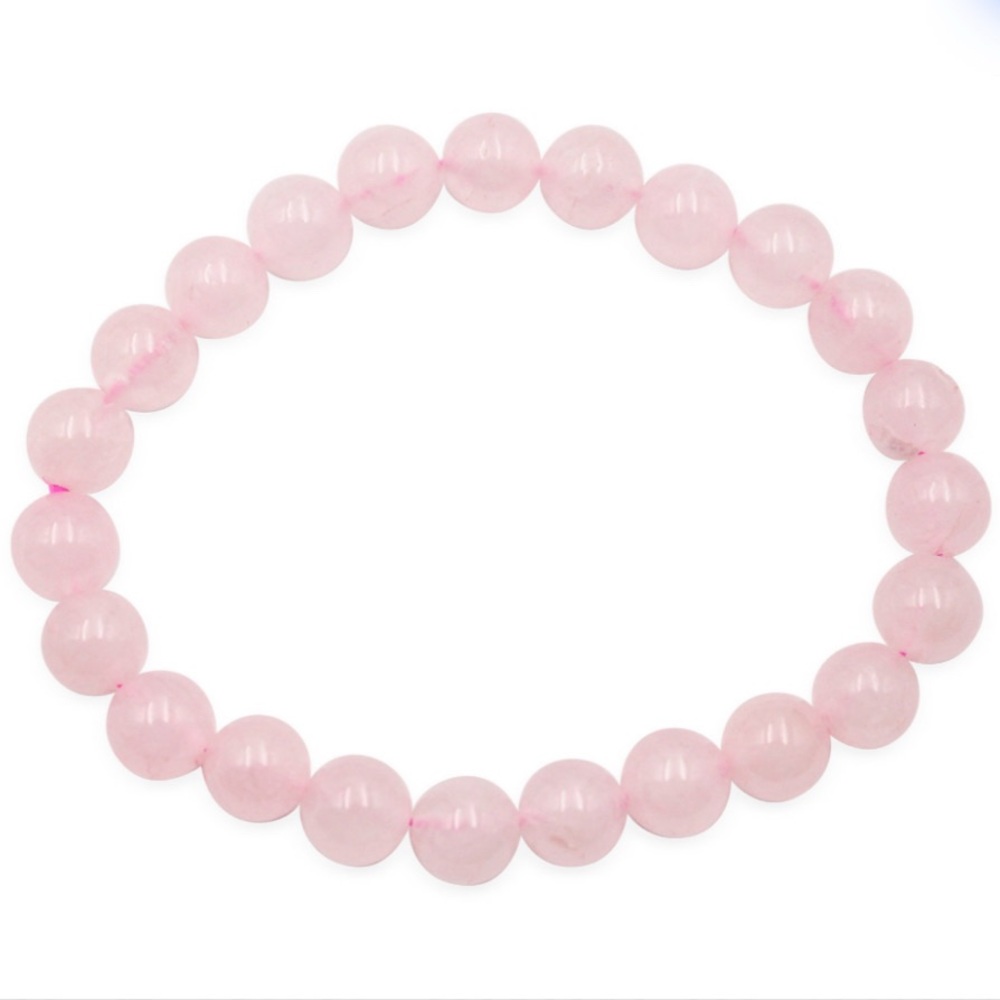 Chic Pink Rose Quartz Beaded Stretch Bracelet